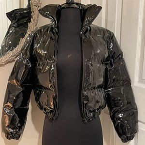 Prettylittlething Shiny Black Puffer Jacket